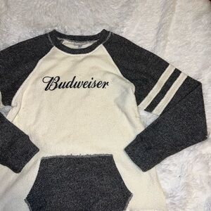 Budwiser Fleece Crewneck Sweatshirt Sweater with Pocket size Large